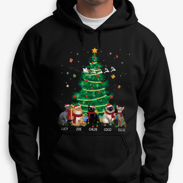 Personalized Custom Cats Hoodie | Christmas Gift for Cat Lovers